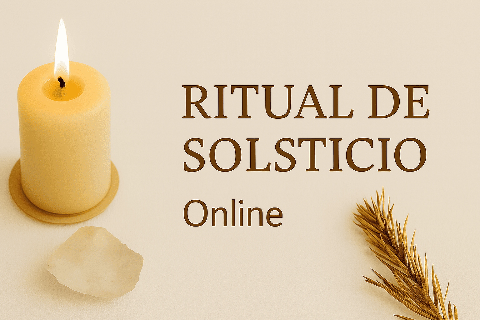 Ritual de Solsticio Online con vela encendida y elementos naturales para celebrar el cambio de estación.