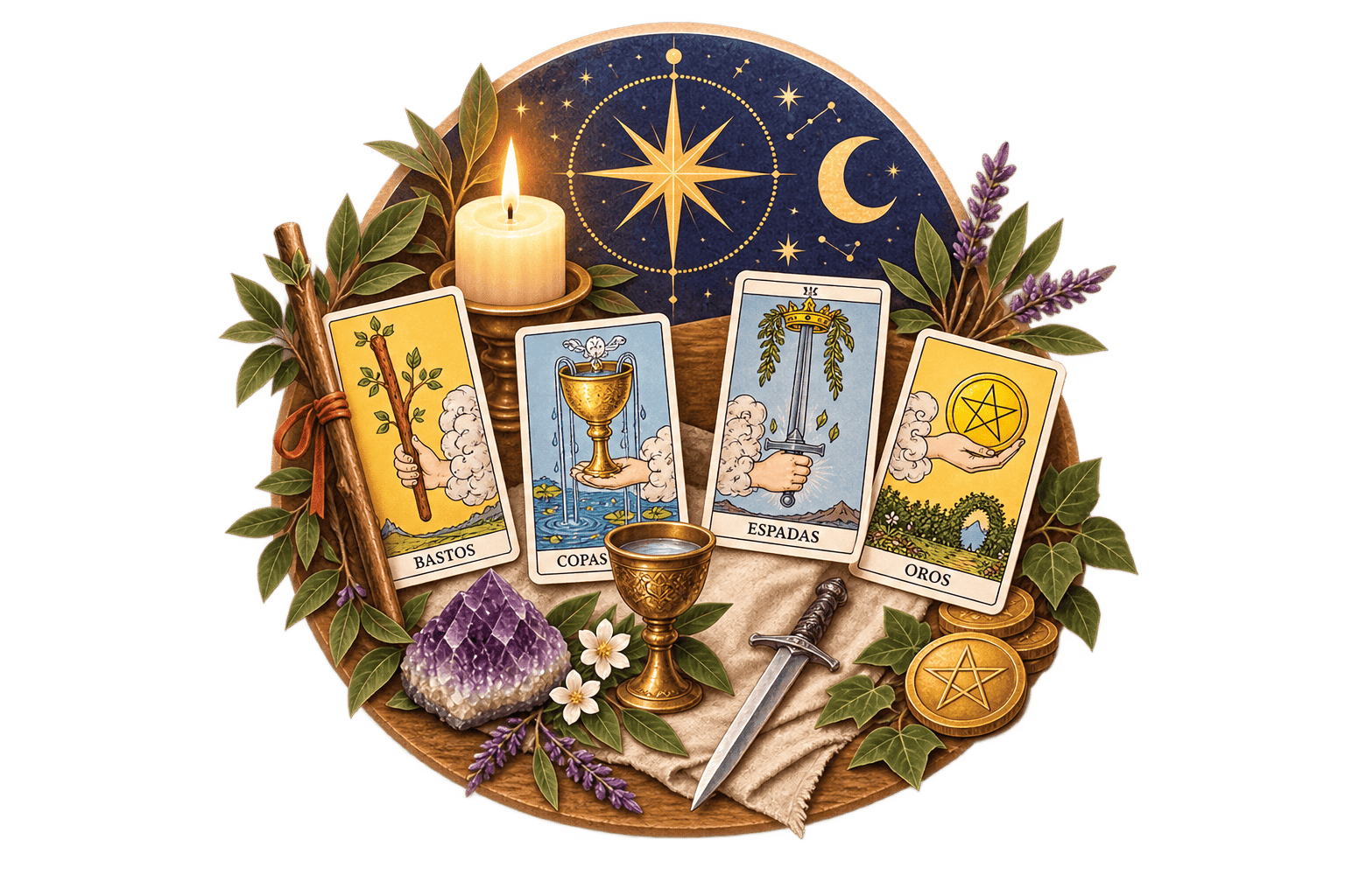 Cuatro palos del Tarot: Bastos, Copas, Espadas y Oros – Curso de Arcanos Menores EON Formación