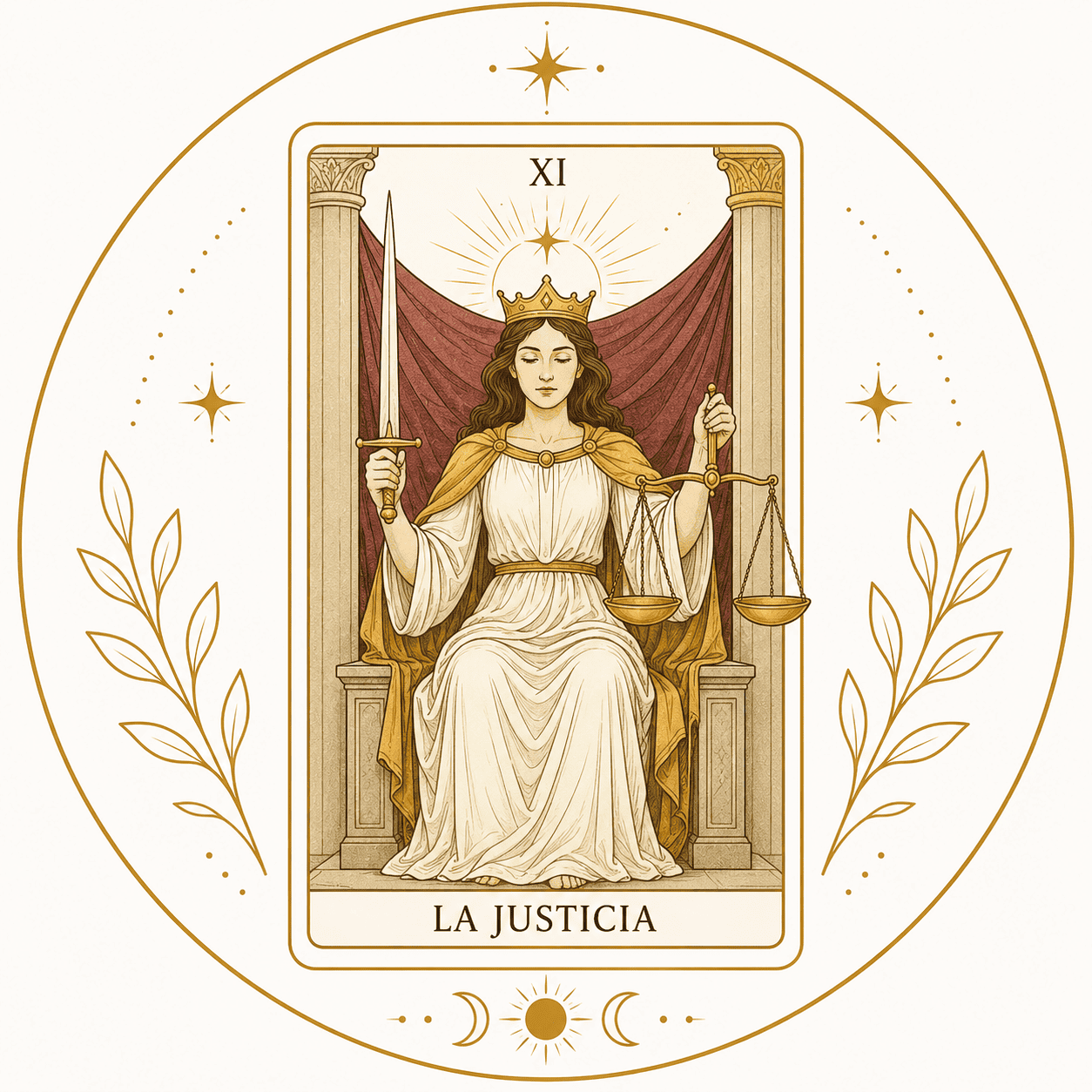 Carta de La Justicia del Tarot para consultas sobre decisiones y momentos de cambio en EON Formación