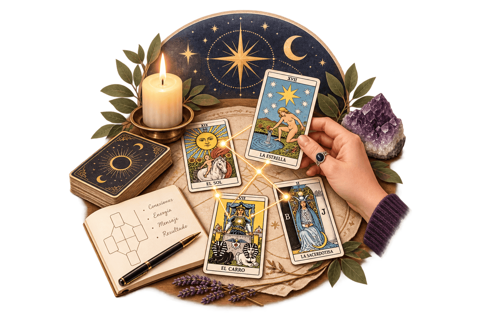 Interpretación de cartas del Tarot Rider Waite en el Curso de Arcanos Mayores de EON Formación Barcelona