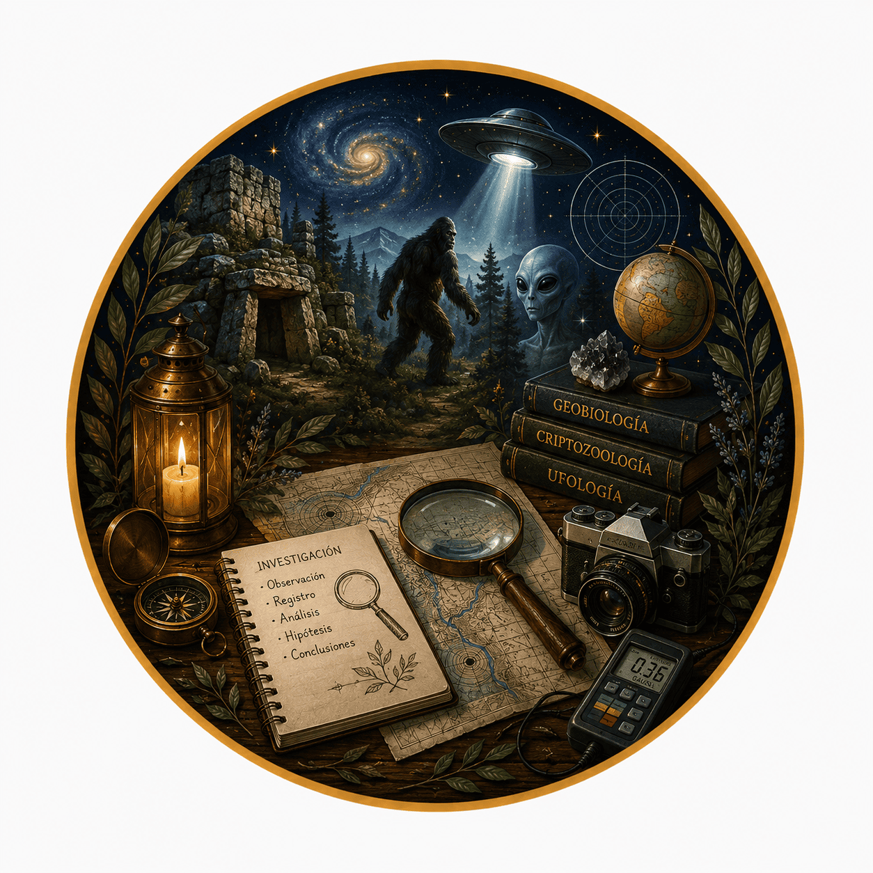 Icono sobre investigación parapsicológica, geobiología, criptozoología y ufología del curso de Parapsicología de EON Formación.
